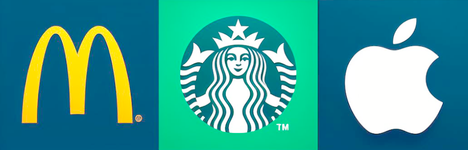 marcas famosos mc donalds starbucks e apple